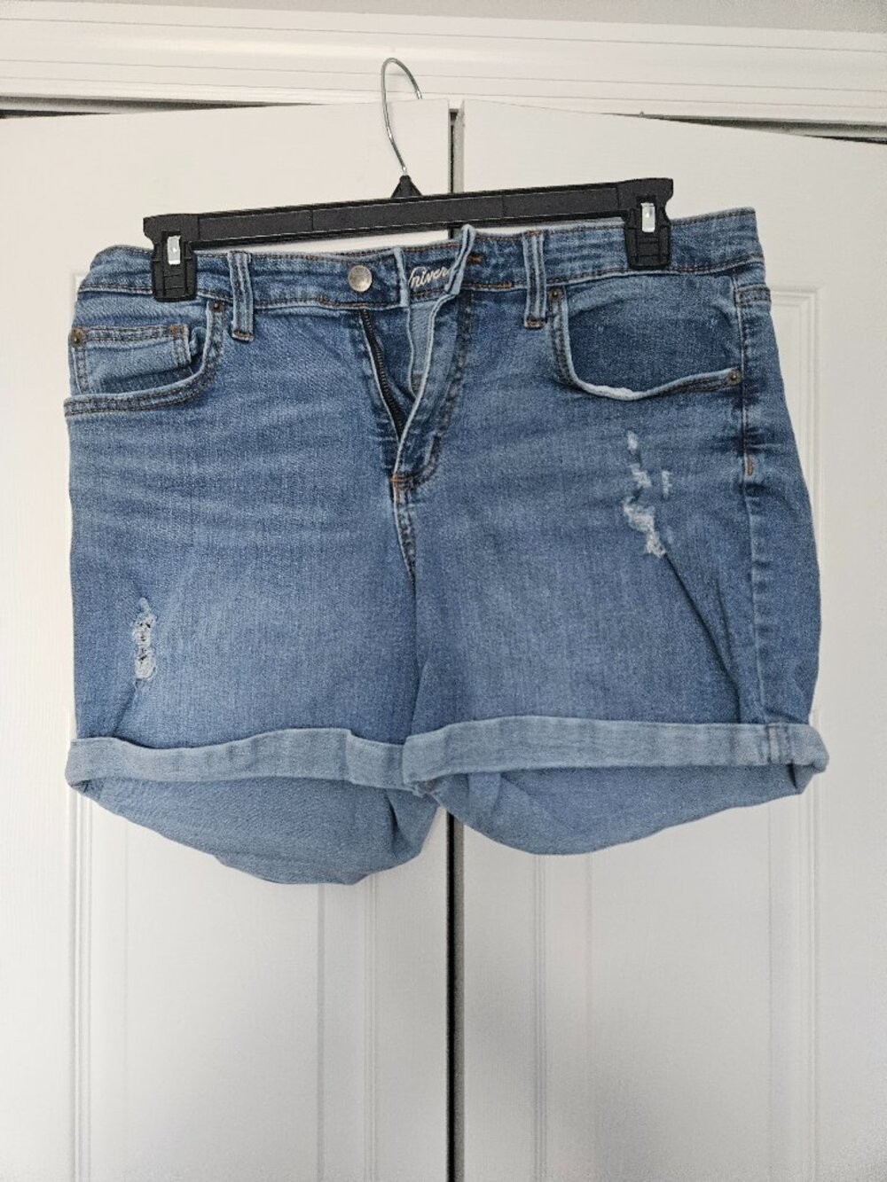 Distressed Blue Jean Shorts